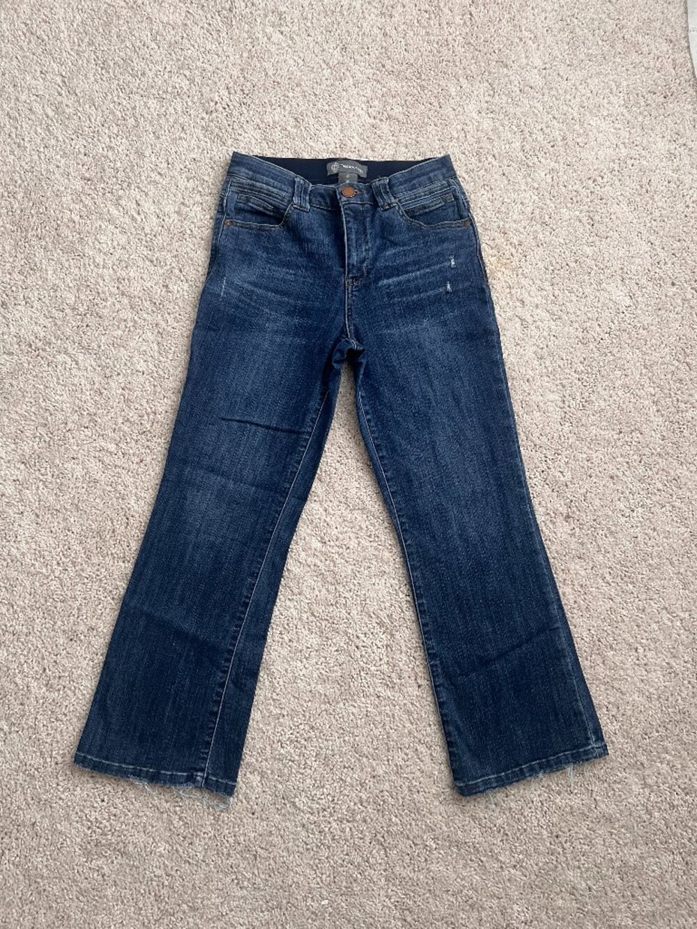 Democracy Ab Solution Itty Bitty Crop Flare Jeans Indigo Size 6